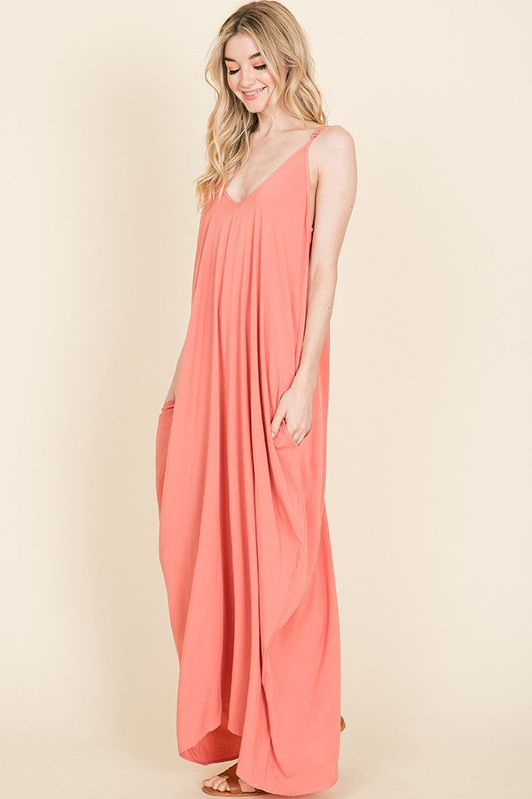 Spaghetti Strap Baggy Casual Maxi Dress