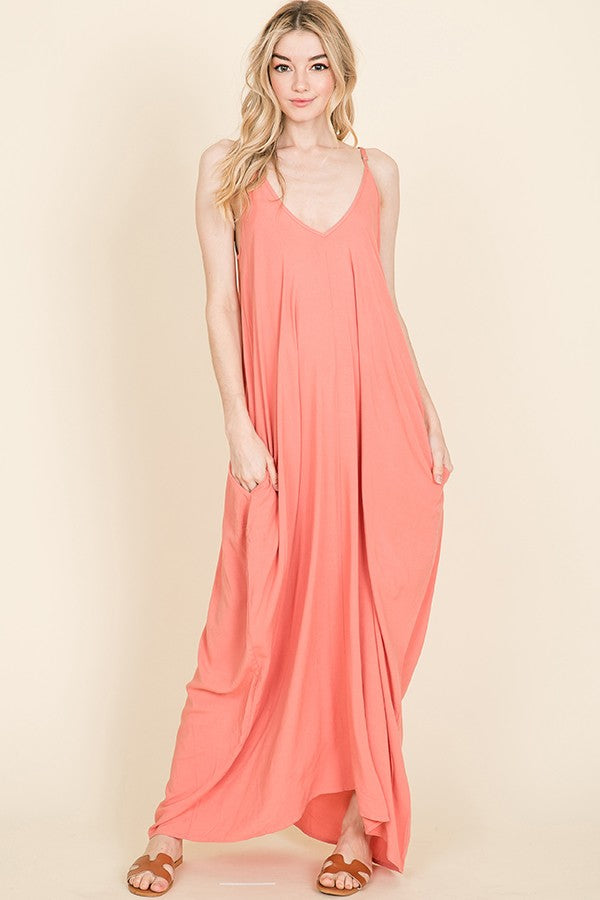 Spaghetti Strap Baggy Casual Maxi Dress