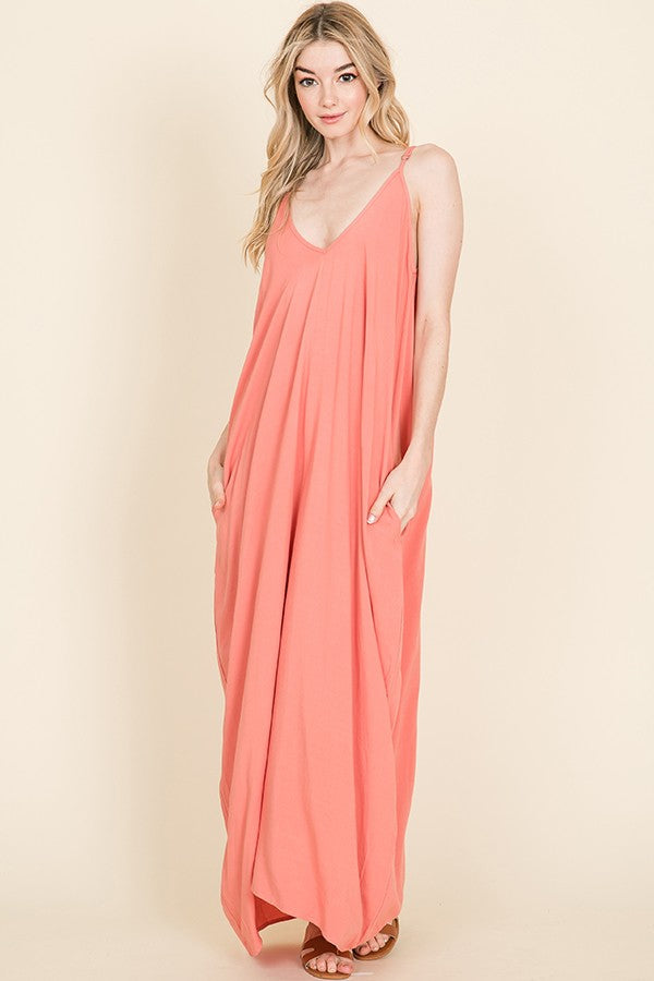 Spaghetti Strap Baggy Casual Maxi Dress