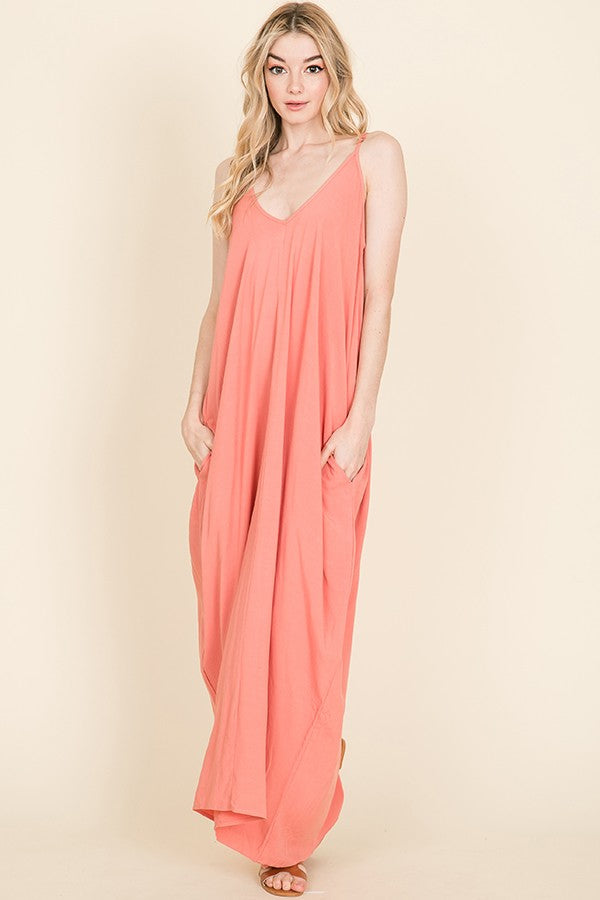 Spaghetti Strap Baggy Casual Maxi Dress