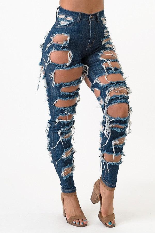 Röhrenjeans mit hohem Bund