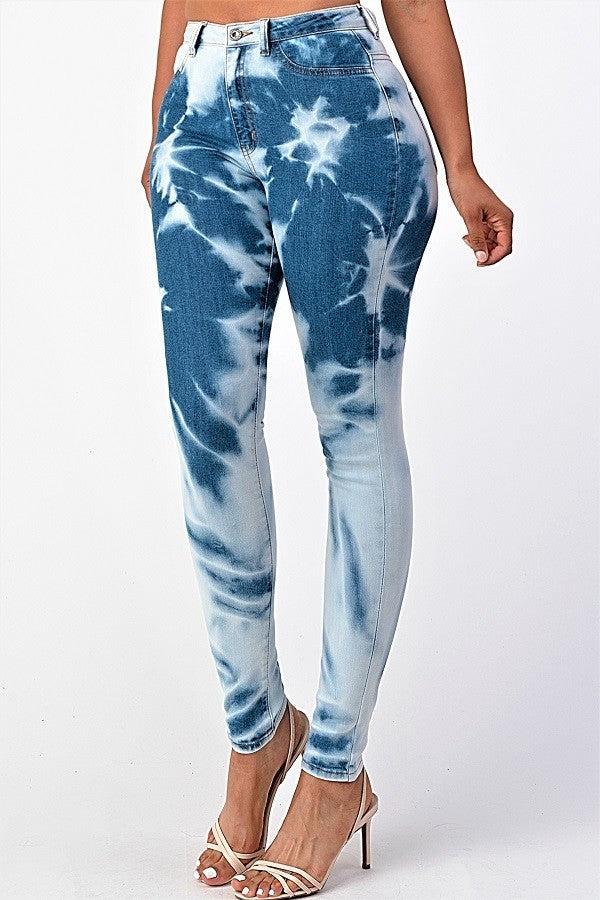 High Rise Tie Dye Skinny Jeans