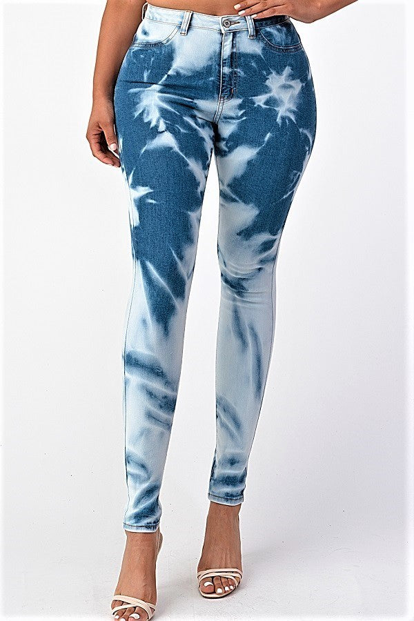 High Rise Tie Dye Skinny Jeans