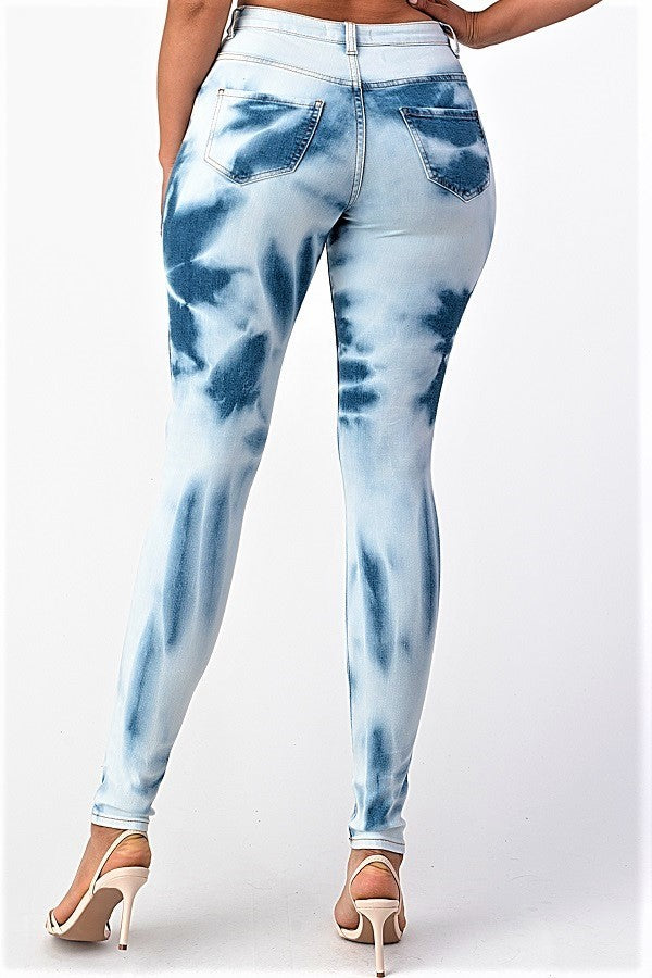 High Rise Tie Dye Skinny Jeans