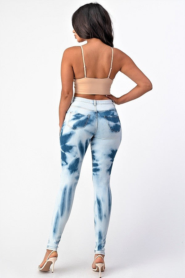 High Rise Tie Dye Skinny Jeans